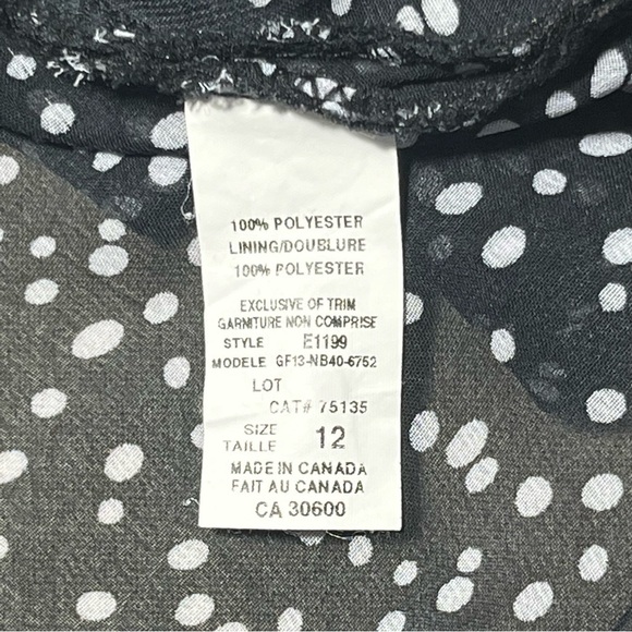 newberry sheer top butterfly circular sleeves black white polka dots size 12 - Picture 7 of 10